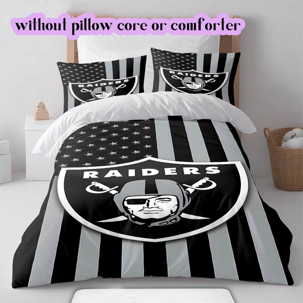 Las Vegas Raiders Vzor Povlečení Přikrývka Sada Povlak na přikrývku Povlak na polštář Domácí Dekorace Narozeninový Dárek (1 * povlak na peřinu + 2 * povlak na polštář, bez jádra)
