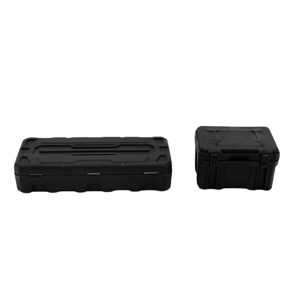 RC Car Luggage Case and Tool Box Set High Simulation RC Storage Box with Sticker for Decoration Black
