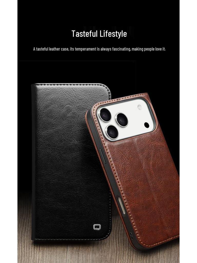Chali iPhone 17 Pro Max Leather Flip Cover with Stand & Card Slots - Full Coverage Protective Case