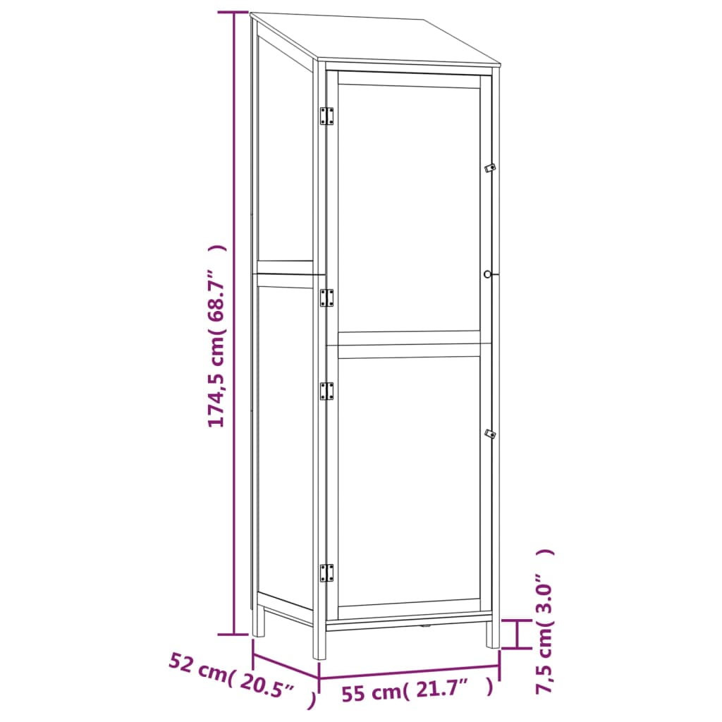 Vidaxl Garden Shed, Brown, 55X52X174.5 Cm, Solid Fir Wood