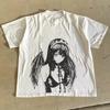 Anime Graphic Print Tshirt Oversized Casual Street Harajuku Tops Summer Unisex Clothes Tshirt Comfortable Oversized T Shirt