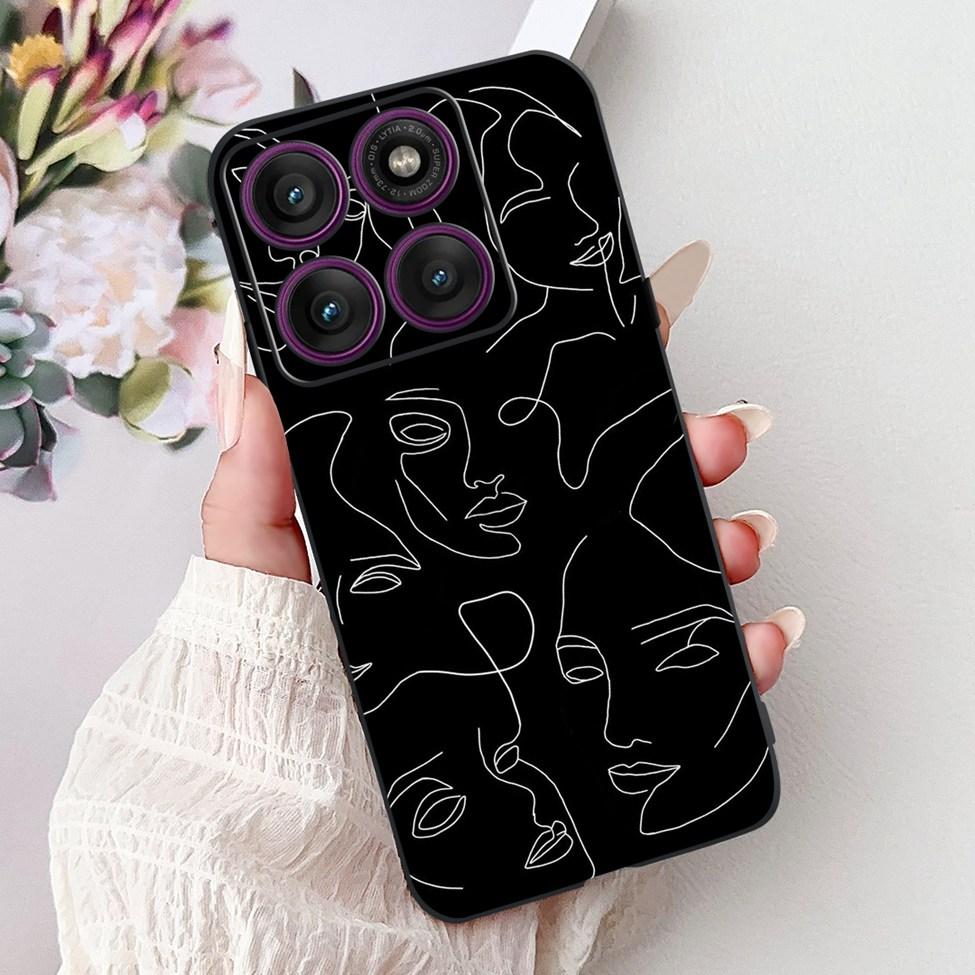 For Motorola Edge 60Pro XT2507-1 Back Cover For Motorola Edge 60 Pro Case Cute Cartoon Luxury Flower Painted Black Silicone 6.7"