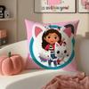 Playful Kids Cartoon Gabbys Dollhouse Cushion Cover Pillowcase Short Plush Invisible zipper Room Sofa Cushion Cover