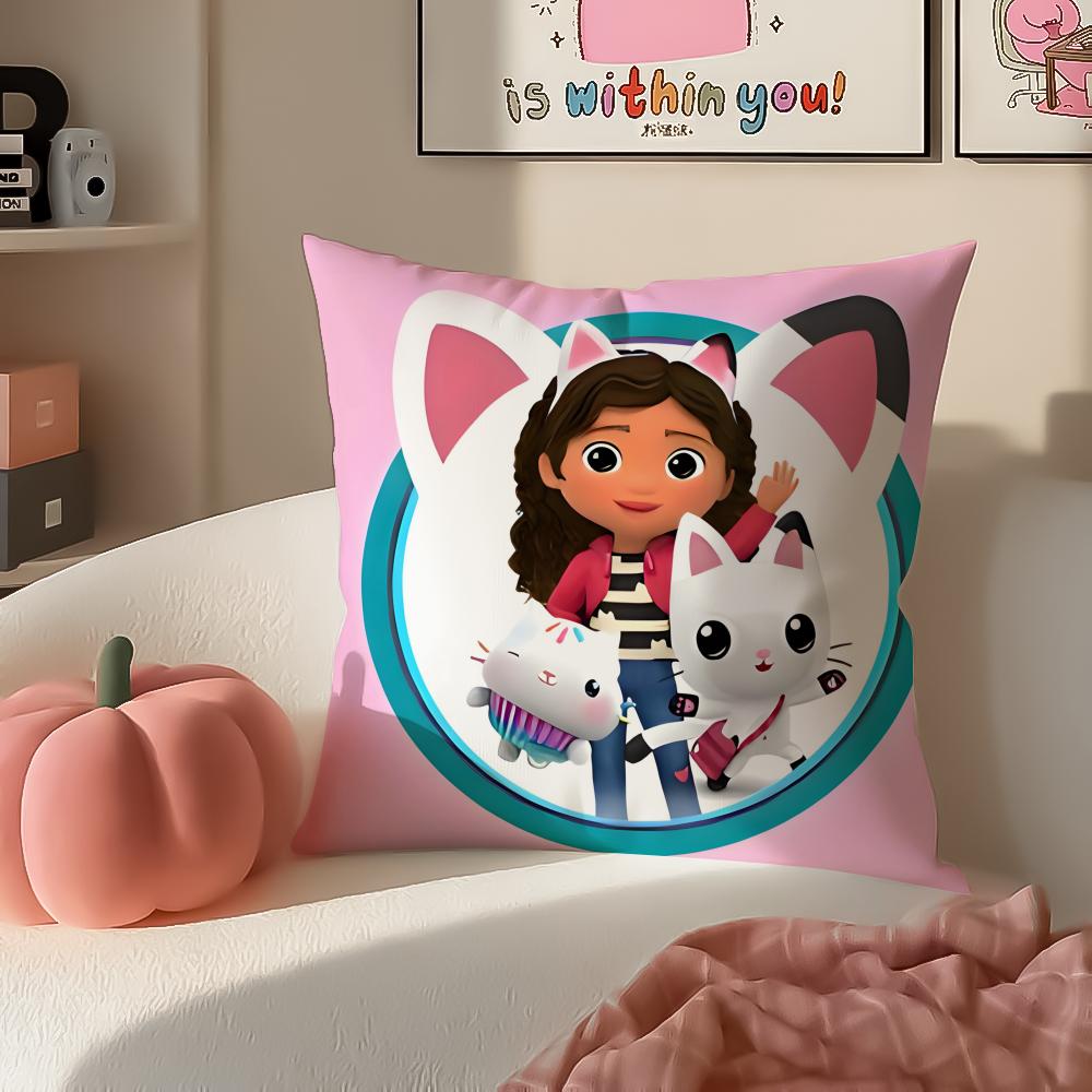 

Playful Kids Cartoon Gabbys Dollhouse Cushion Cover Pillowcase Short Plush Invisible zipper Room Sofa Cushion Cover 30X30cm