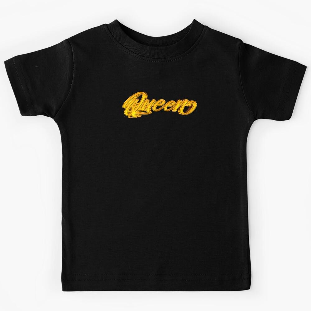 The Word Queen in Shiny Gold Script Typography 4 Kids T-Shirt 130