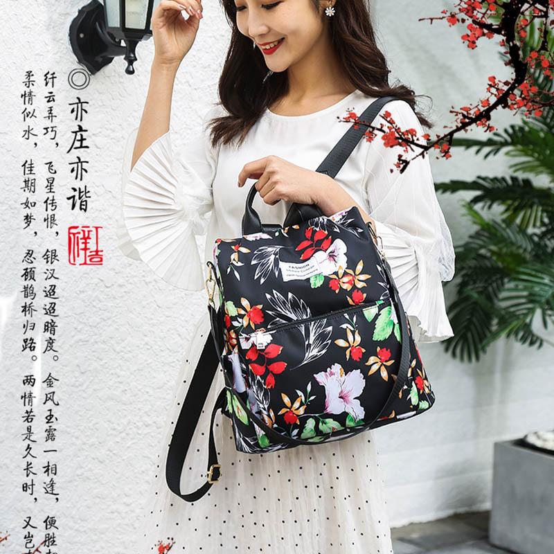 Student Schoolbag Junior High School Student Large-Capacity Anti-Theft Backpack Printed Girl Backpack Campus Flower Print