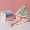 Hair Drying Towels with Button, Super Absorbent Double-Layer Coral Fleece Hair Towel, Quick Drying Travel Bathing Hair Wrap