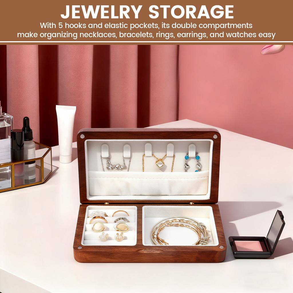 Wooden Jewellery Box Necklace Ring Bracelets Earrings Storage Cases Present Trinket Unique Birthday Anniversary Gift