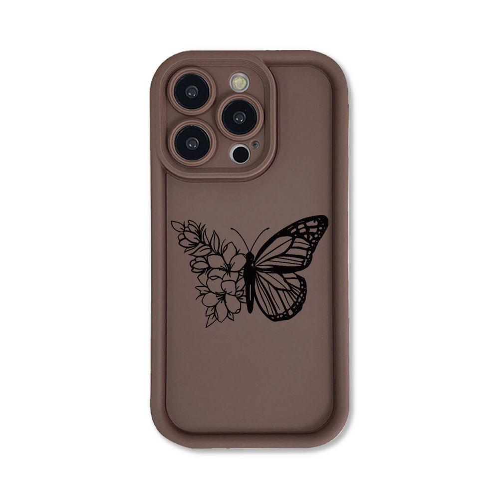 Line Flower Butterfly for iPhone16ProMax Phone Case 14 Apple 13 Scrub 12/15 Premium 11