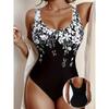 Costume da bagno intero estivo sexy con stampa geometrica, vestibilità aderente e snellente, profondo scollo a U sulla schiena, costume da bagno alla moda che attira l'attenzione per spiaggia, piscina, vacanza