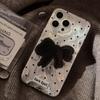Feather Sautum Black Bow Mobile Phone Case Apple 15pro Max Stand Iphone13 Suitable for 16 Hard 14
