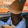 Plush bucket hat women's winter new thickened warm basin hat protective ear bucket hat winter plush Mongolian hat