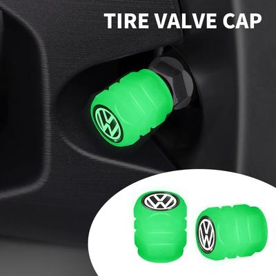För Volkswagen Lyser Däckventilhattar Flerfärgade Fluorescerande Nattlysande Dekor För Volkswagen VW GTI R Polo Golf MK8 Passat
