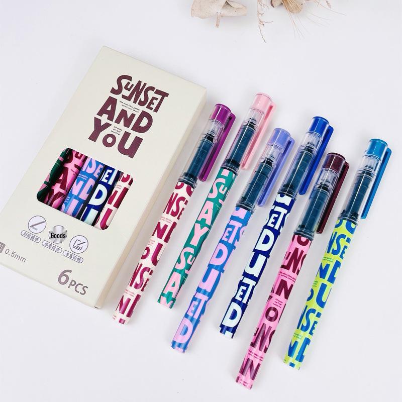 American Retro Quick-Dry Rollerball Pen, 0.5mm Black Ink, Large Capacity, Water-Based Signature Pen. American Liquid Rollerball Pen 40102, one box