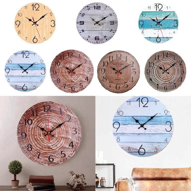 Vintage Wood Clock Hanging Wooden Ornament  Room Wall Decoration