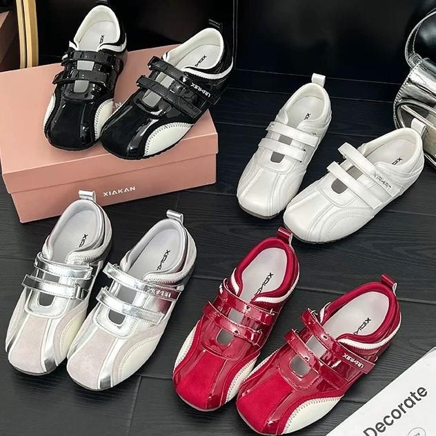 Ruoji's New Inner Height Increase of 3cm Velcro Hollow Sports Mary Jane Shoes Women's Summer Versatile Casual Moral Training Shoes