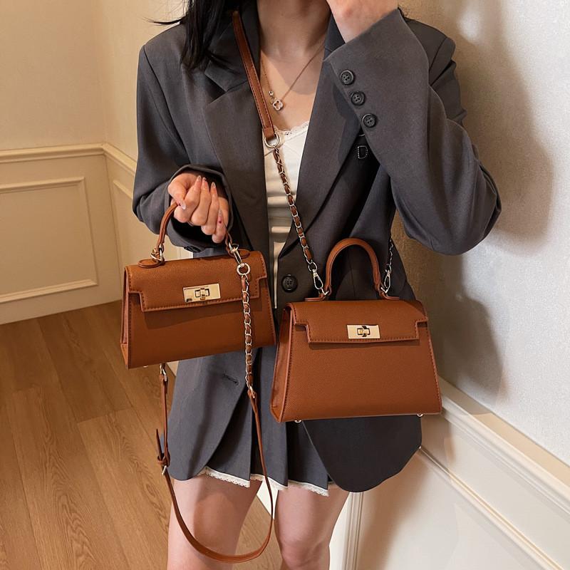 Small Pu Crossbody Bag With Top Lock For Work And Casual Outings