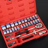 32 Pcs Mechanics Tool Set and Socket Set, 1/2"  Drive Deep and Standard Sockets, Ratchet Wrench Set, Mechanic Tool Kits