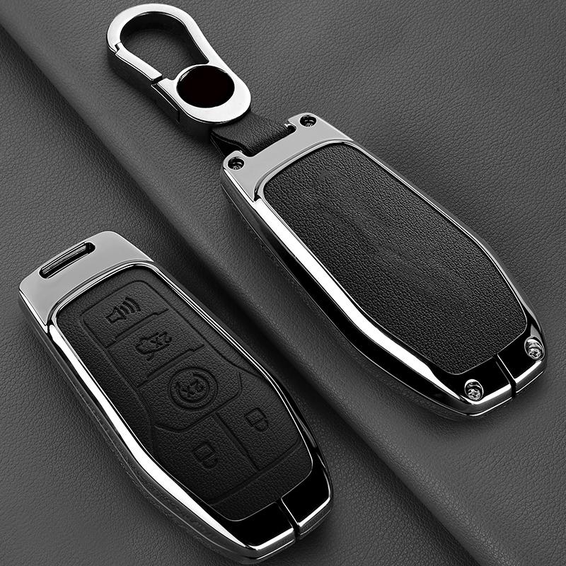 Zinc Alloy Leather Car Key Fob Case For Ford Fusion Mondeo Mustang F 150 Explorer Edge Key Fob Car Key Case