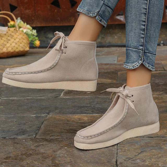 Fashion Autumn Women's High Top Sneakers New Lace Up Flat Shoes for Ankle Boots Outfoor Casual Heel Women's Shoes