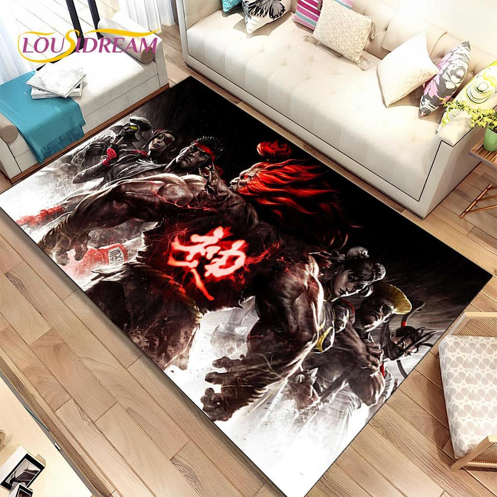 Street Fighter Retro-Game-Gamer-Bereichsteppich, Teppich für Wohnzimmer, Schlafzimmer, Sofa, Fußmatte, Dekoration, rutschfeste Bodenmatte für Kinderspiele
