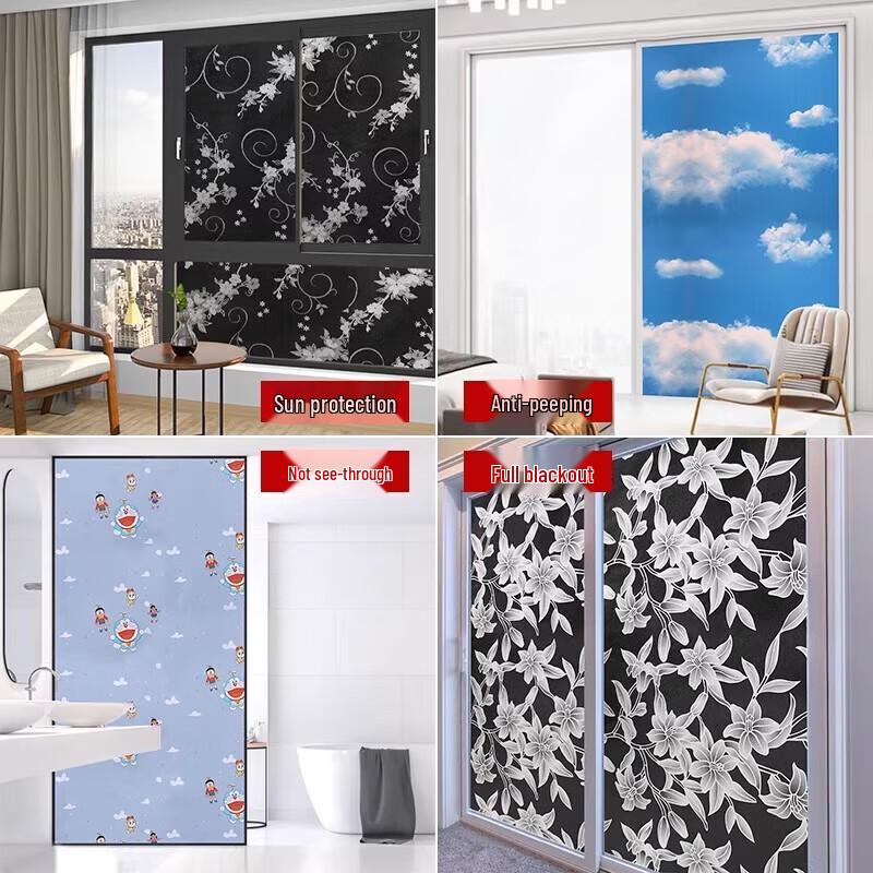 AVADEN Blue Sky White Clouds Privacy Window Film