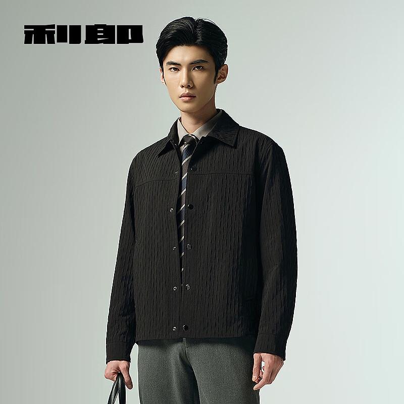 Lilanz Men's Embossed Jacquard Turn-down Collar Jacket