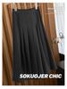 Women's High-Waisted Wool Blend Midi Skirt: Thick Pleated, Slimming Korean Style for Autumn & Winter