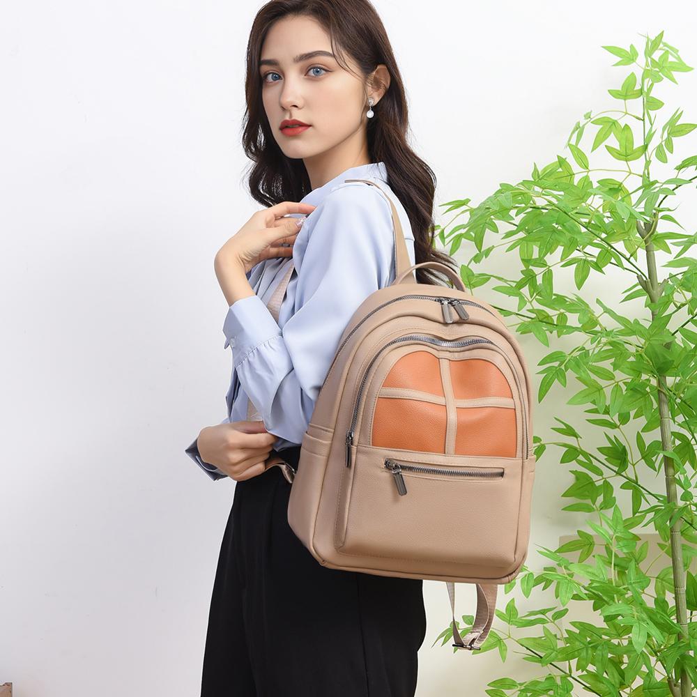 Women's Color Contrast Backpack Large Capacity Student Schoolbag Outdoor Backpack