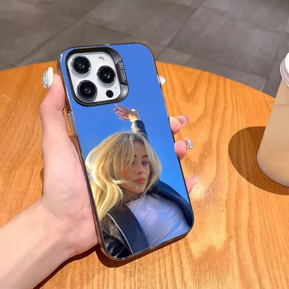 S-Sabrina Singer C-Carpenter Phone Case For iPhone17 16 15 14 13 12 Pro Max Grey Black Matte Laser Metallic Aurora Funda