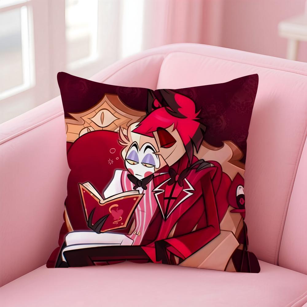 H-Hazbin H-Hotel Anime Cushion Cover Home & Car Multi-Scene Pillow Cover - Reversible, Soft & Durable for Daily Use