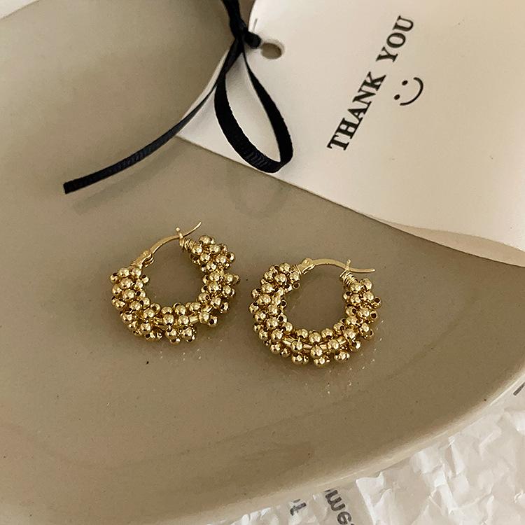 Korean Retro Metal Ball Ear Cuff Earrings for Women - Unique, Versatile, and Stylish Design