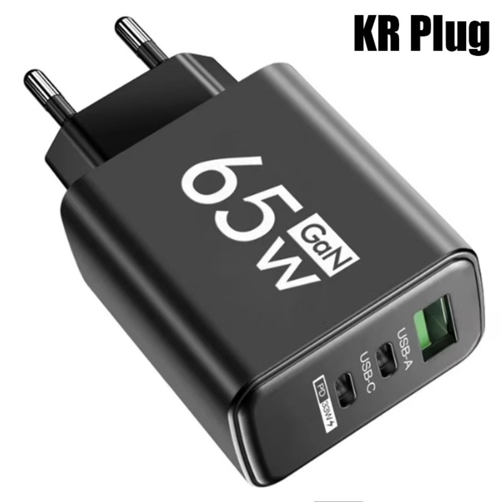 65W GaN Fast Charger USB Type C PD QC3.0 Quick Charging Charger Mobile Phone Adapter for 14 15 Pro Samsung Huawei