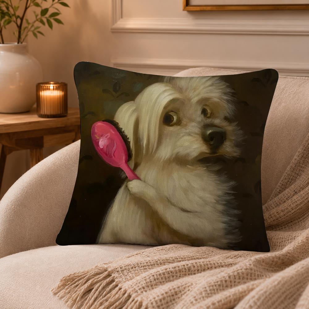 Funny Anime Alison FriendS Pet Dog Cat Print Cushion Cover Anti-dustmite Pillowcase Invisible zipper silky short plush Sofa