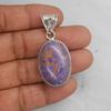 Ovaler Cabochon Lila Kupfer Türkis 925 Sterlingsilber Anhänger, Designer Boho Stil Anhänger