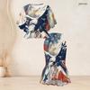 Women Plus Size Two Piece Skirt Set Round Neck Batwing Sleeve Galaxy Printed Ruffle Hem Top Fishtail Skirt