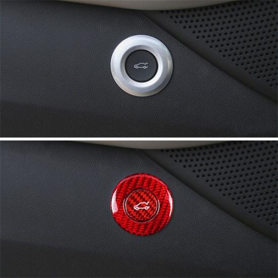 Red Real Carbon Fiber Rear Trunk Button Decoration For Chevrolet Camaro 16+