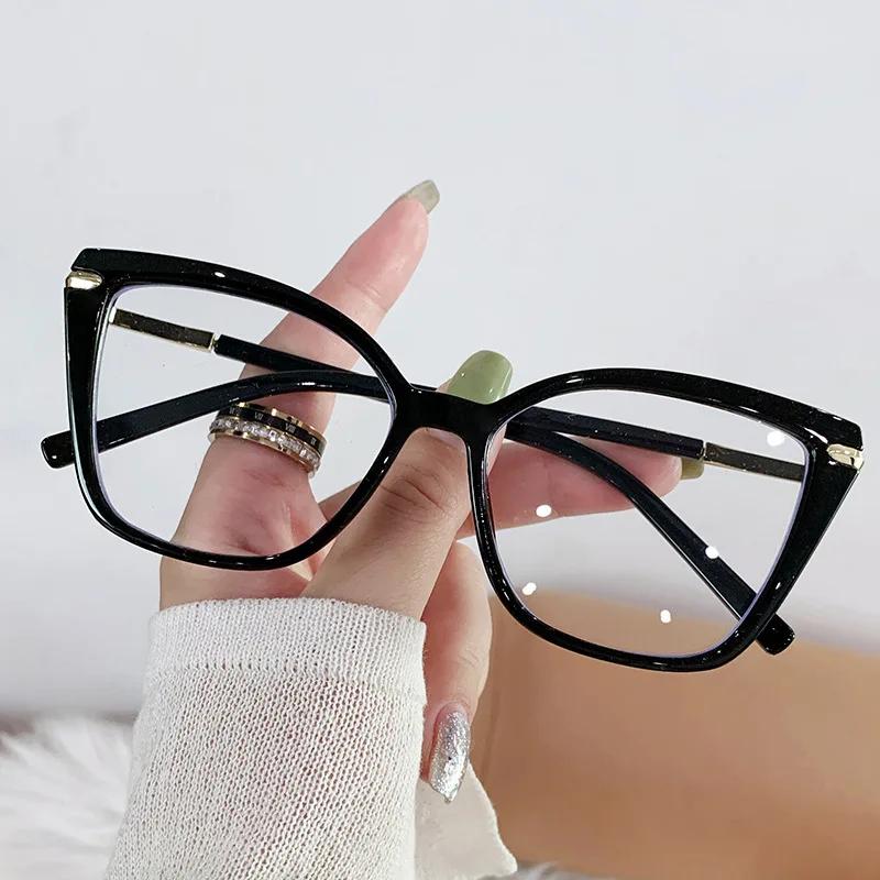 Cat Eye Optical Spectacle Frame Square Large Size Anti Blue Computer Glasses Prescription Glasses Lentes  Mujer