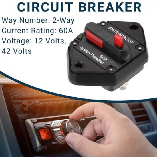 Автомобильный автоматический выключатель 60А 60 Ампер Водонепроницаемый 12В-42В DC с ручным сбросом 1 шт.