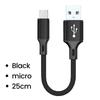 0.25M Short Cable Micro USB Cables Type c Data Cord Fast Charging Portable Wire for Power Bank iPhone 15 Samsung Android Phone
