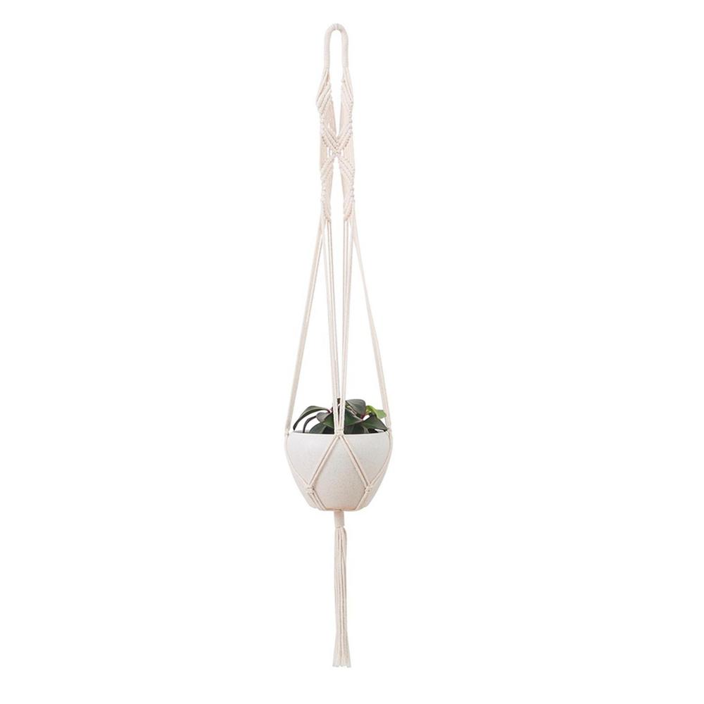 Handgefertigter Makramee-Pflanzenaufhänger Blumentopf-Aufhänger Hängeseil Geflochtenes Handwerk Für Wanddekoration Hof Garten Pflanzenhalter