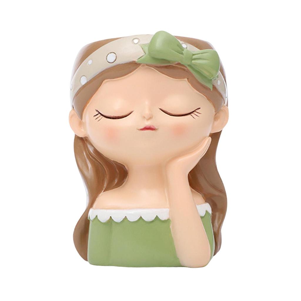 Girl Flower Pot Plant Container Cute Ornament Home Decoration Gift with Drainage