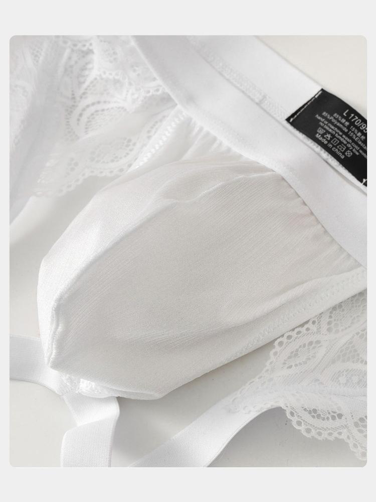 Große Größe Sissy Dessous Herren Spitze Jockstrap Tanga Hohlrücken Sexy Glänzender Beutel G-Strings Crossdressing Jock Straps Unterwäsche