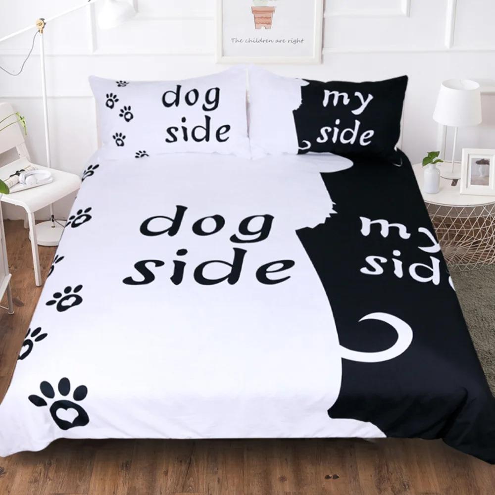 Set Biancheria da Letto Bianco Nero per Coppia Amanti Set Copripiumino per Camera da Letto Singola Doppia Dimensioni Copripiumino in Poliestere Federa per Ragazzo Ragazza
