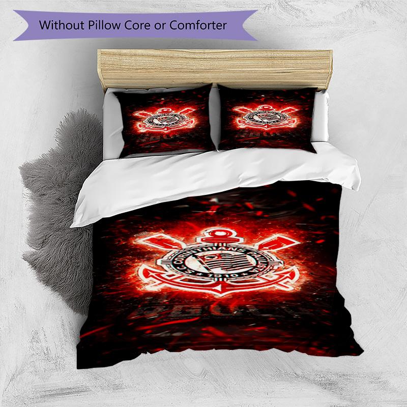 Sport Club Football Crest Printed Pattern Duvet Cover Set – Includes 1 Duvet Cover and 2 Matching Pillowcases Bedroom Decor Christmas Gifts