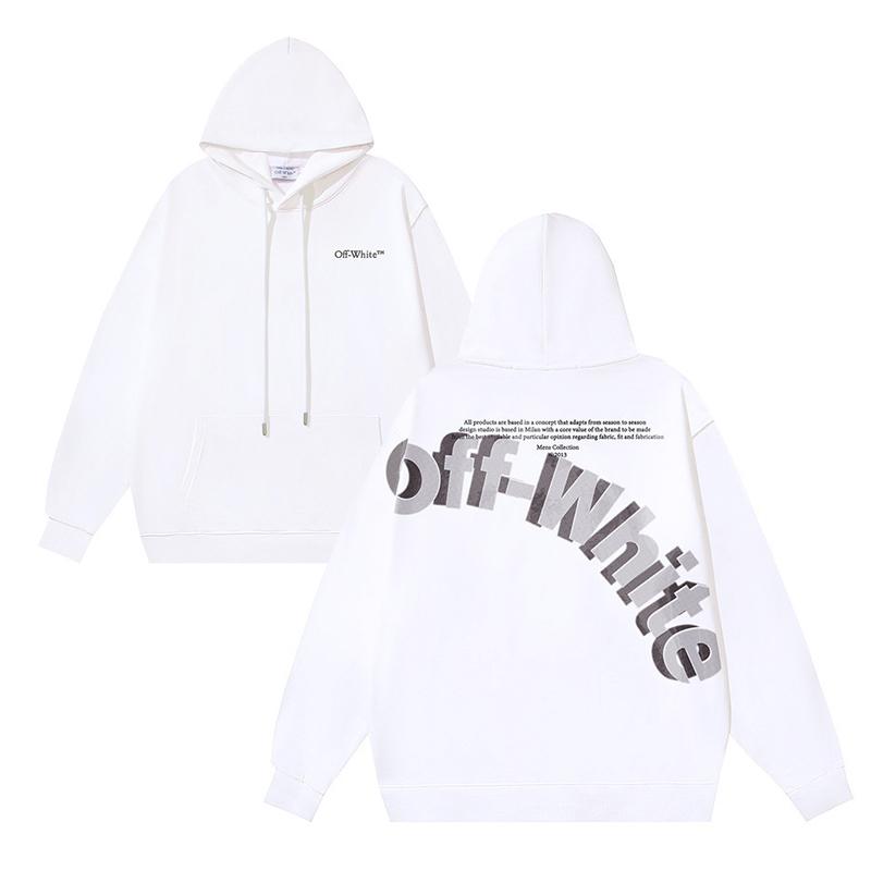 Off-White 2025 Autumn/Winter New Large Slant LOGO Letter Printed Hoodie Hoodie for Men and Women