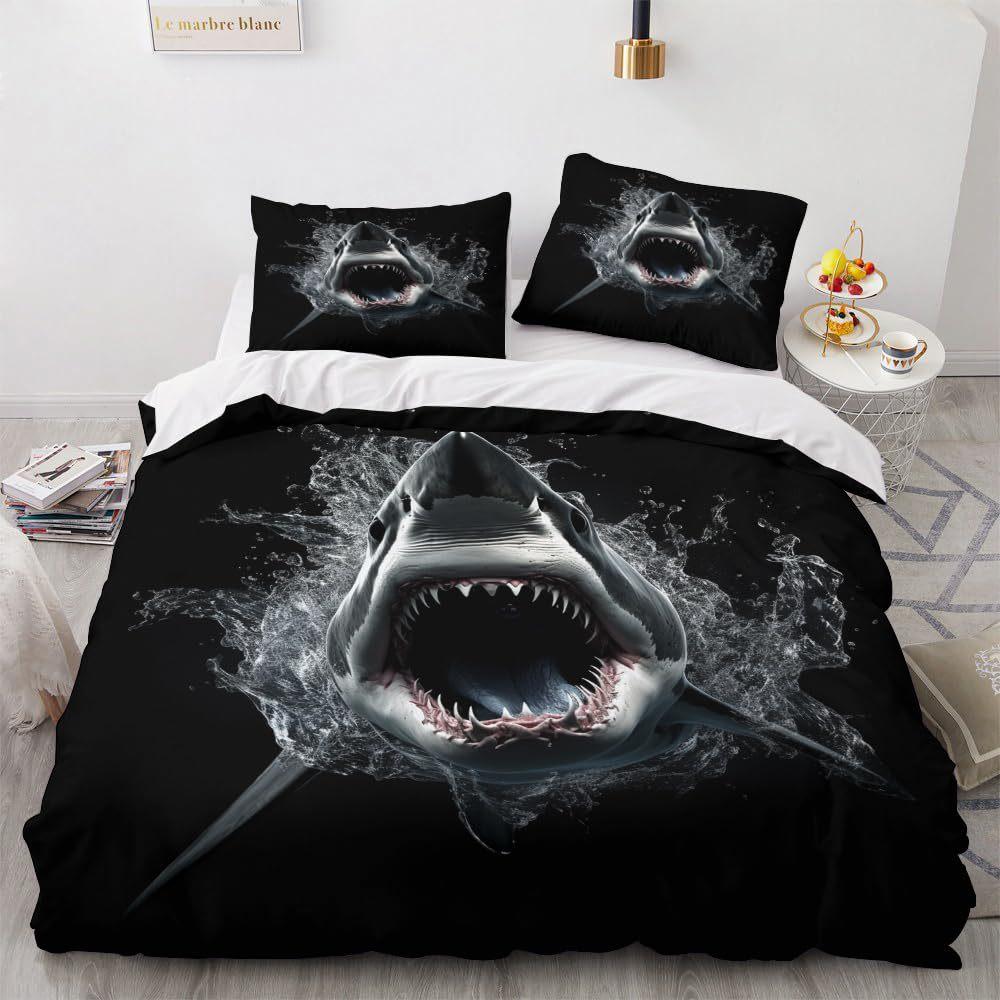 Shark marine life duvet cover digital print set suitable for boys and girls bedroom decoration bedding