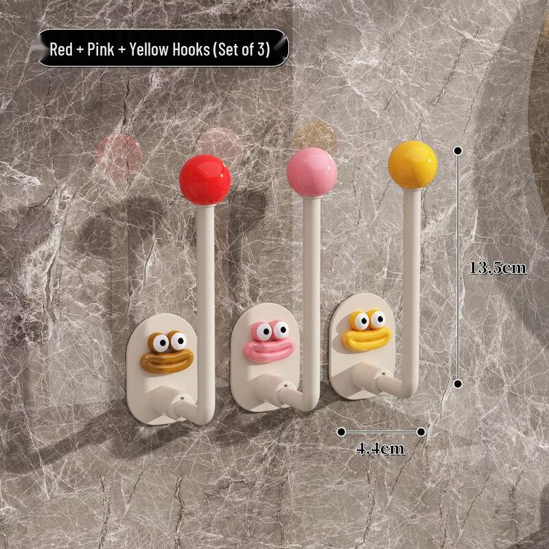 

LISM Punch-Free Sausage Mouth Bathroom Hooks (3-Pack)
