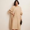Versatile Cashmere Long Coat: Round Neck, Buttonless, Mid-Length, Stylish and Casual, Long-Sleeved Outerwear for Autumn/Winter.