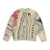 Herbst und Winter neue Retro-Mode Guochao lässiger Grobstrickpullover 3D-Digitaldruck Herren Rundhalsausschnittpullover